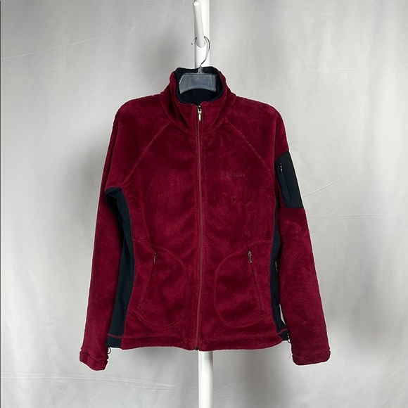 Columbia Jackets & Blazers - Columbia Burgundy Zip Up Plush Fleece Jacket Mock Neck Wine Red Coat Women’s L